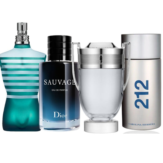 Promo Paga 2 lleva 4: Le male JPG 75 ML + Dior Sauvage 100 ML + Invictus Paco Rabanne 100 ML + CH 212 VIP Men 100 ML