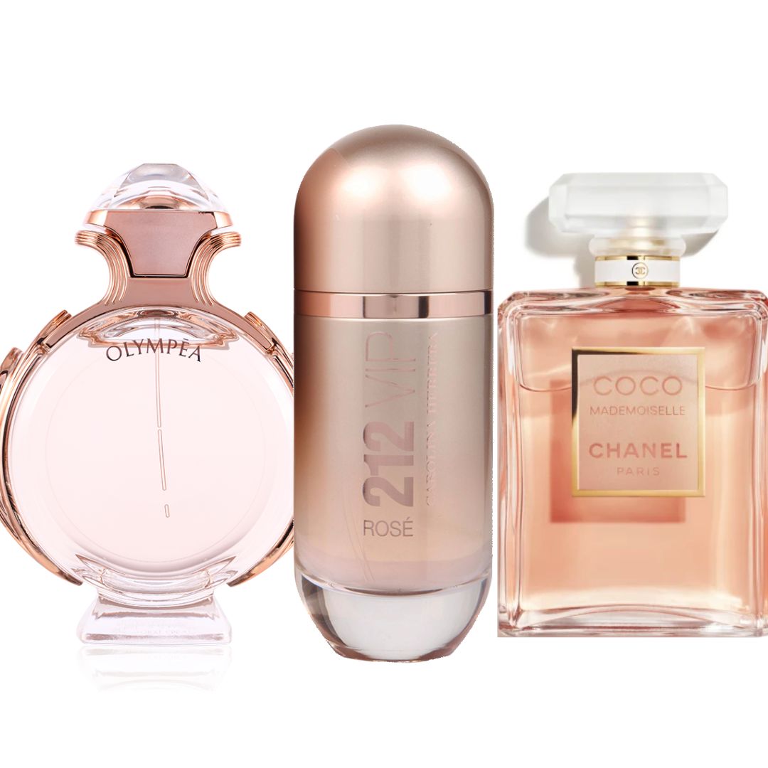Promo Paga 1 Lleva 3: Olympea 80 ML + 212 Rose 80 ML + Coco Chanel Mademoiselle 100 ML.